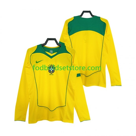 Brasilien Trøje Retro Hjemmebane 2004 Lange ærmer ,Mænd Brasilien Trøje Retro Hjemmebane 2004 Lange ærmer ,Mænd