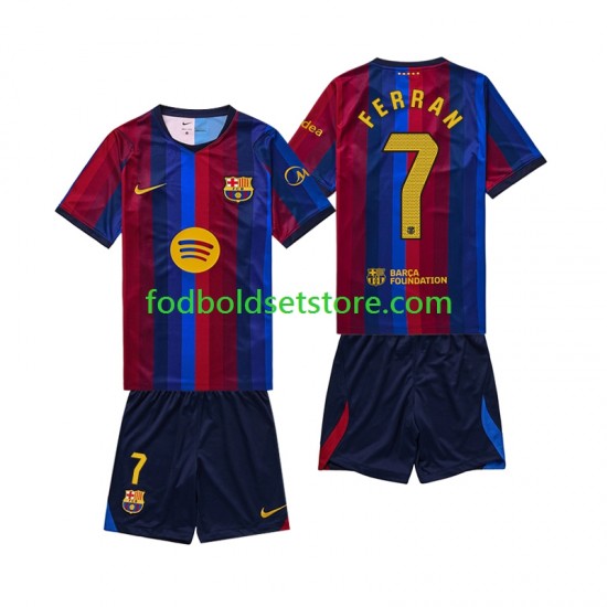 FC Barcelona Trøje Ferran Torres 7 Hjemmebane 2026-2027 Kort ærmer ,Børn Fodboldsæt