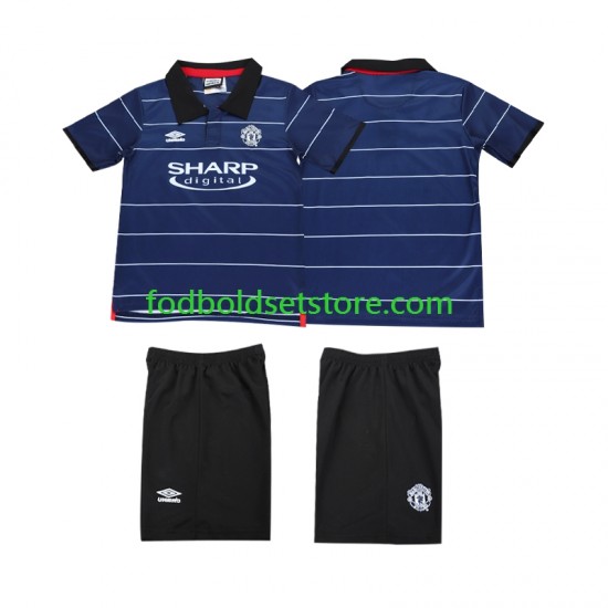 Manchester United Trøje 2000 Retro Udebane 1999 Kort ærmer ,Børn Fodboldsæt
