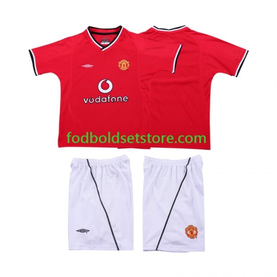 Manchester United Trøje 2000 Retro Hjemmebane 2002 Kort ærmer ,Børn Fodboldsæt