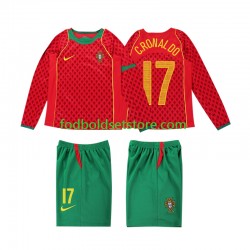 Portugal Trøje Cristiano Ronaldo 17 Retro Hjemmebane 2004 Lange ærmer ,Børn Fodboldsæt