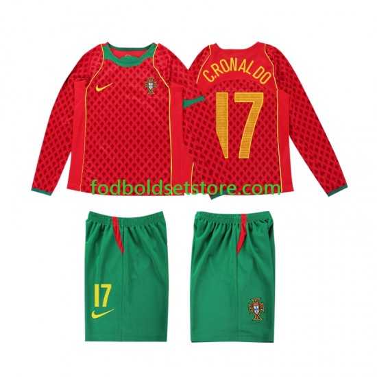 Portugal Trøje Cristiano Ronaldo 17 Retro Hjemmebane 2004 Lange ærmer ,Børn Fodboldsæt