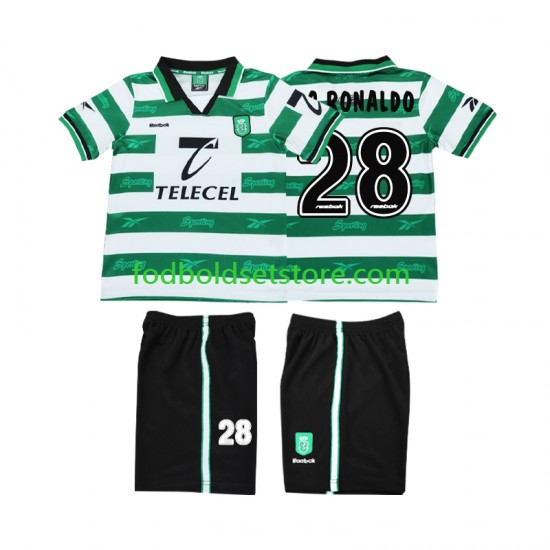 Sporting CP Trøje Cristiano Ronaldo 28 2000 Retro Hjemmebane 1999 Kort ærmer ,Børn Fodboldsæt Sporting CP Trøje Cristiano Ronaldo 28 2000 Retro Hjemmebane 1999 Kort ærmer ,Børn Fodboldsæt