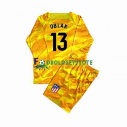 Atlético Madrid Trøje Orange Jan Oblak 13 Målmand 2023-2024 Lange ærmer ,Børn Fodboldsæt