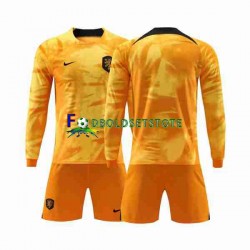 Holland Trøje Hjemmebane World Cup 2022 Lange ærmer ,Børn Fodboldsæt