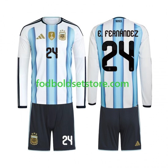Argentina Trøje Enzo Fernandez 24 Hjemmebane World Cup 2026 Lange ærmer ,Børn Fodboldsæt