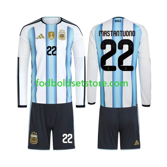 Argentina Trøje Franco Mastantuono 22 Hjemmebane World Cup 2026 Lange ærmer ,Børn Fodboldsæt