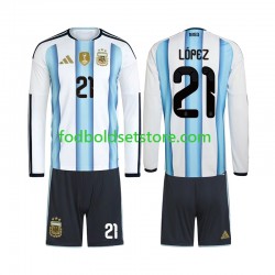 Argentina Trøje Jose Manuel Lopez 21 Hjemmebane World Cup 2026 Lange ærmer ,Børn Fodboldsæt