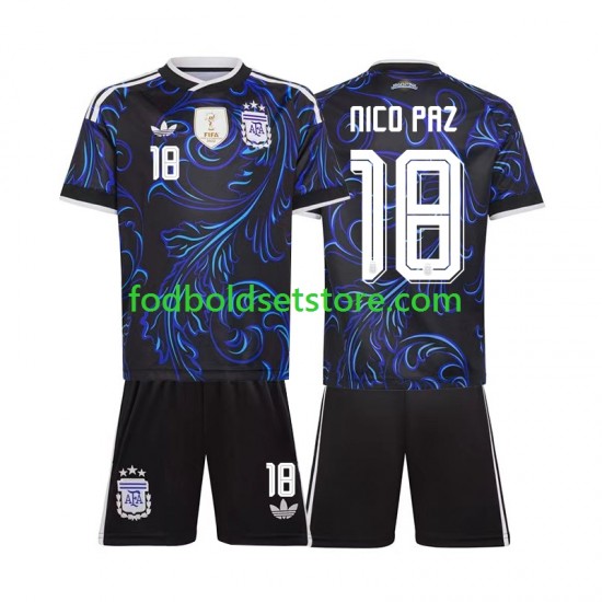 Argentina Trøje Nico Paz 18 Udebane World Cup 2026 Kort ærmer ,Børn Fodboldsæt