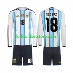 Argentina Trøje Nico Paz 18 Hjemmebane World Cup 2026 Lange ærmer ,Børn Fodboldsæt