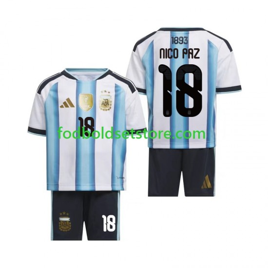 Argentina Trøje Nico Paz 18 Hjemmebane World Cup 2026 Kort ærmer ,Børn Fodboldsæt