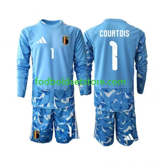 Belgien Trøje Thibaut Courtois 1 Målmand Hjemmebane World Cup 2026 Lange ærmer ,Børn Fodboldsæt