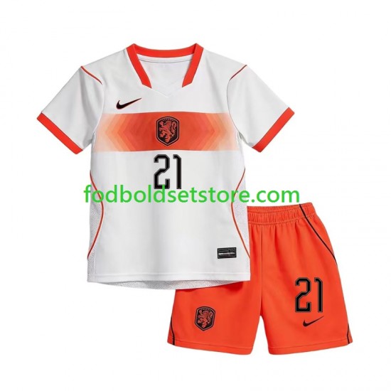 Holland Trøje Denzel Dumfries 22 Udebane World Cup 2026 Kort ærmer ,Børn Fodboldsæt