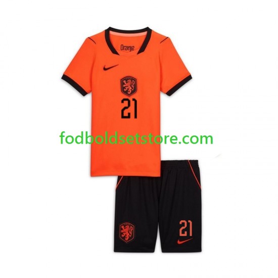 Holland Trøje Frenkie de Jong 21 Udebane World Cup 2026 Kort ærmer ,Børn Fodboldsæt