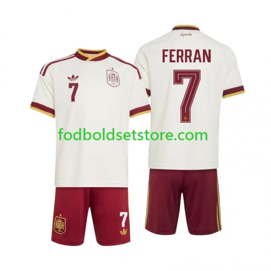 Spanien Trøje Ferran Torres 7 Udebane World Cup 2026 Kort ærmer ,Børn Fodboldsæt
