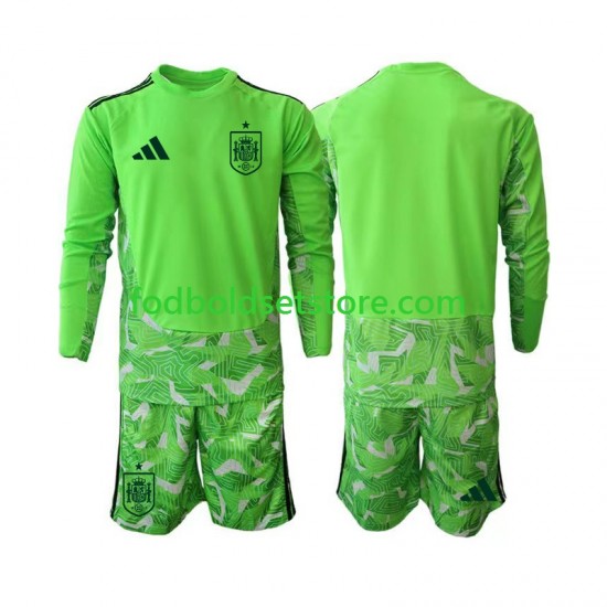 Spanien Trøje 6th Green color Målmand World Cup 2026 Lange ærmer ,Børn Fodboldsæt