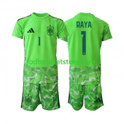Spanien Trøje David Raya 1 6th Green color Målmand World Cup 2026 Kort ærmer ,Børn Fodboldsæt