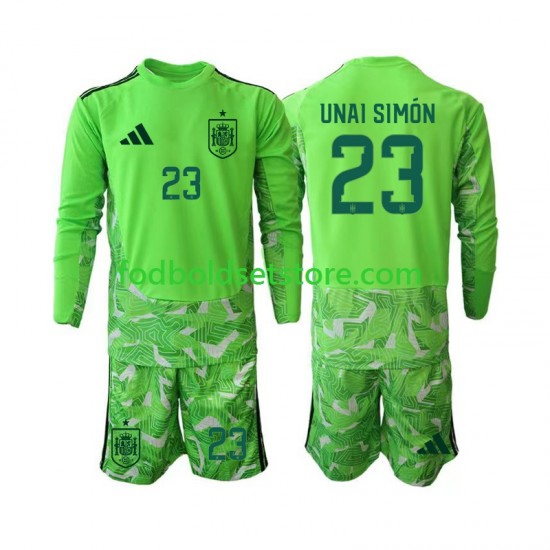 Spanien Trøje Unai Simon 23 6th Green color Målmand World Cup 2026 Lange ærmer ,Børn Fodboldsæt Spanien Trøje Unai Simon 23 6th Green color Målmand World Cup 2026 Lange ærmer ,Børn Fodboldsæt