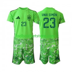 Spanien Trøje Unai Simon 23 6th Green color Målmand World Cup 2026 Kort ærmer ,Børn Fodboldsæt