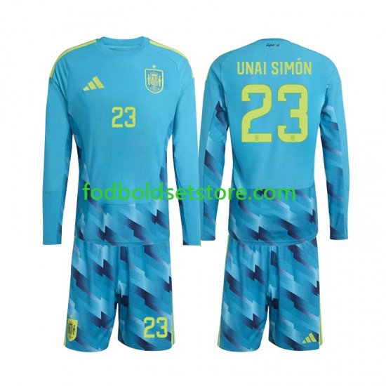 Spanien Trøje Unai Simon 23 Målmand Hjemmebane World Cup 2026 Lange ærmer ,Børn Fodboldsæt Spanien Trøje Unai Simon 23 Målmand Hjemmebane World Cup 2026 Lange ærmer ,Børn Fodboldsæt