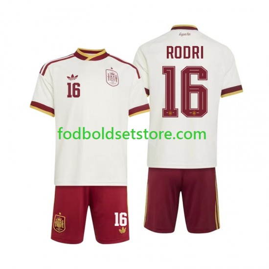 Spanien Trøje Rodri 16 Udebane World Cup 2026 Kort ærmer ,Børn Fodboldsæt