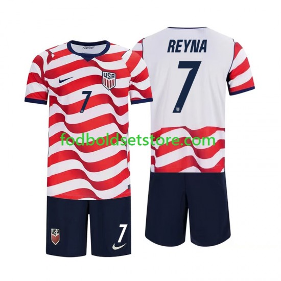 USA Trøje Giovanni Reyna 7 Hjemmebane World Cup 2026 Kort ærmer ,Børn Fodboldsæt