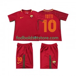 AS Roma Trøje Totti 10 2017-2018 Retro Hjemmebane Kort ærmer ,Børn Fodboldsæt