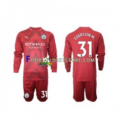 2022-2023 Manchester City Trøje Ederson M 31 Målmand Hjemmebane Lange ærmer ,Børn Fodboldsæt