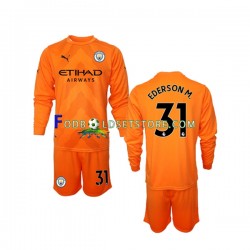 2022-2023 Manchester City Trøje Ederson M 31 Målmand 3. Valg Lange ærmer ,Børn Fodboldsæt