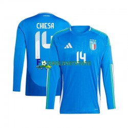 Italien Trøje Chiesa 14 Hjemmebane Euro 2024 Lange ærmer ,Mænd