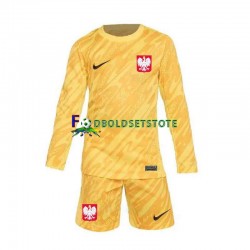 Polen Trøje Målmand Hjemmebane Euro 2024 Lange ærmer ,Børn Fodboldsæt