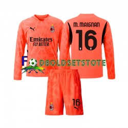 AC Milan Trøje Mike Maignan 16 Målmand 4. Valg 2024-2025 Lange ærmer ,Børn Fodboldsæt