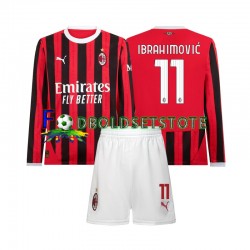 AC Milan Trøje Ibrahimovic 11 Hjemmebane 2024-2025 Lange ærmer ,Børn Fodboldsæt
