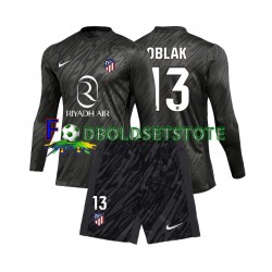 Atlético Madrid Trøje Jan Oblak 13 Målmand Hjemmebane 2024-2025 Lange ærmer ,Børn Fodboldsæt