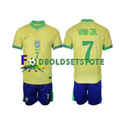 Brasilien Trøje VINI JR 7 Hjemmebane 2024 Kort ærmer ,Børn Fodboldsæt