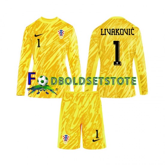 Kroatien Trøje DOMINIK LIVAKOVIC 1 Målmand Hjemmebane Euro 2024 Lange ærmer ,Børn Fodboldsæt Kroatien Trøje DOMINIK LIVAKOVIC 1 Målmand Hjemmebane Euro 2024 Lange ærmer ,Børn Fodboldsæt