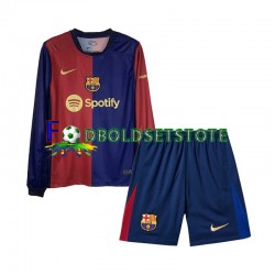 FC Barcelona Trøje Hjemmebane 2024-2025 Lange ærmer ,Børn Fodboldsæt