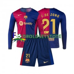 FC Barcelona Trøje Frenkie de Jong 21 Hjemmebane 2024-2025 Lange ærmer ,Børn Fodboldsæt