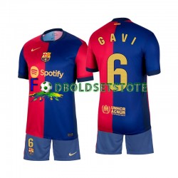 FC Barcelona Trøje Gavi 6 Hjemmebane 2024-2025 Kort ærmer ,Børn Fodboldsæt