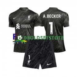 Liverpool Trøje Alisson Becker 1 Målmand Hjemmebane 2024-2025 Kort ærmer ,Børn Fodboldsæt