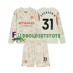 Manchester City Trøje Ederson Moraes 31 Målmand 3. Valg 2024-2025 Lange ærmer ,Børn Fodboldsæt