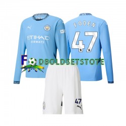 Manchester City Trøje Phil Foden 47 Hjemmebane 2024-2025 Lange ærmer ,Børn Fodboldsæt