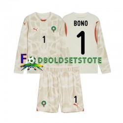 Marokko Trøje Yassine Bounou 1 Målmand Udebane 2024 Lange ærmer ,Børn Fodboldsæt