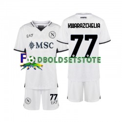 Napoli Trøje Khvicha Kvaratskhelia 77 Udebane 2024-2025 Kort ærmer ,Børn Fodboldsæt