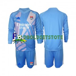 Olympique Lyon Trøje Blå Målmand 3. Valg 2024-2025 Lange ærmer ,Børn Fodboldsæt