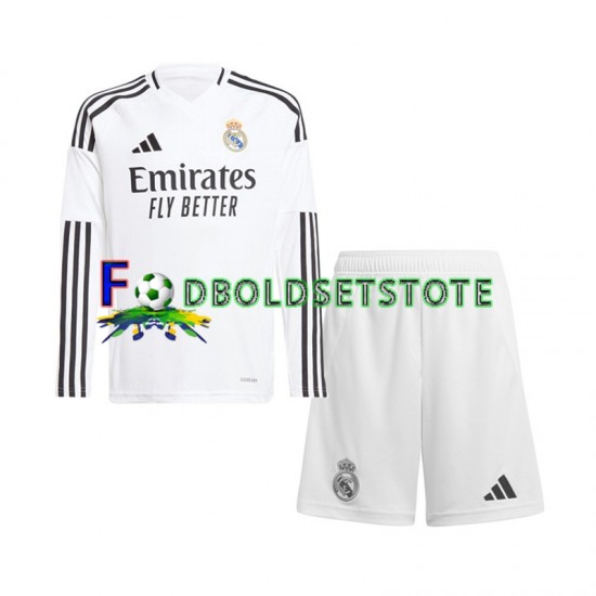 Real Madrid Trøje Hjemmebane 2024-2025 Lange ærmer ,Børn Fodboldsæt Real Madrid Trøje Hjemmebane 2024-2025 Lange ærmer ,Børn Fodboldsæt