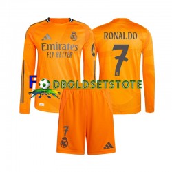 Real Madrid Trøje Cristiano Ronaldo 7 Udebane 2024-2025 Lange ærmer ,Børn Fodboldsæt