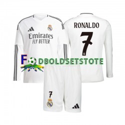 Real Madrid Trøje Cristiano Ronaldo 7 Hjemmebane 2024-2025 Lange ærmer ,Børn Fodboldsæt