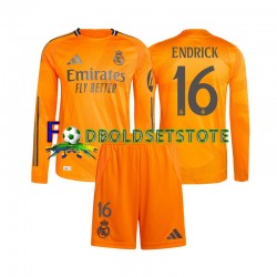 Real Madrid Trøje Endrick 16 Udebane 2024-2025 Lange ærmer ,Børn Fodboldsæt