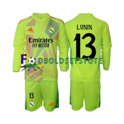 Real Madrid Trøje Lunin 13 Målmand 4. Valg 2024-2025 Lange ærmer ,Børn Fodboldsæt